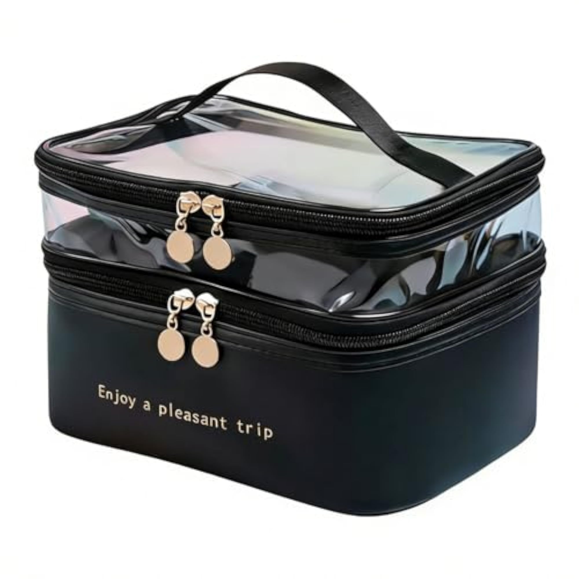 Women's Waterproof Double Layer Makeup Bag, Large Capacity