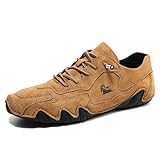 heluqu Nevova Driving Shoes Men Women Suede Barefoot Boots Handmade Leather Chukka Boots Lightweight Comfort Orthopedic Sneakers Walking Flats Slip On Non-Slip Hiking Shoes A-Brown