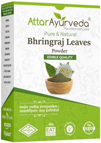 Attar Ayurveda Natural Bhringraj Powder for hair growth (100 Grams) | For Hair Mask and Eating | 100% Pure and Natural | No Chemical, No Preservatives