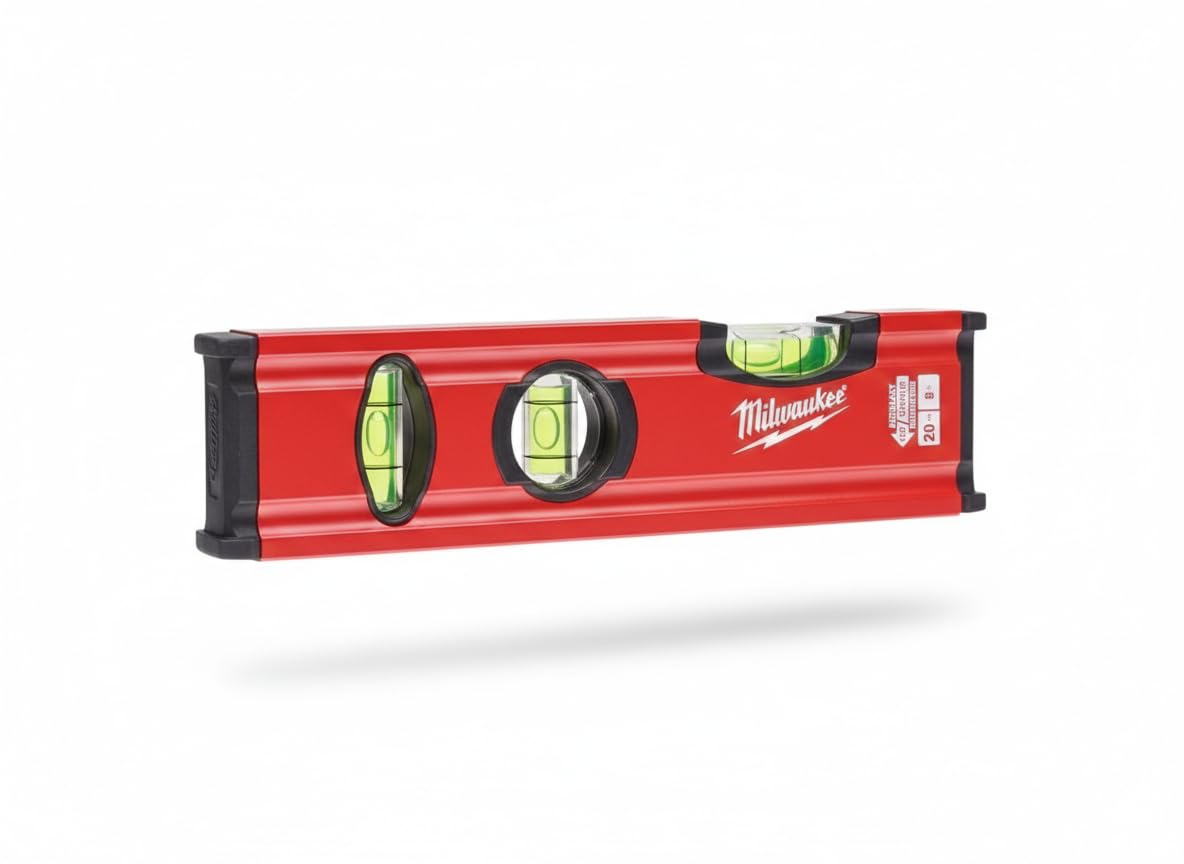 Milwaukee 4932472091 - Nivel de burbuja (20 cm, no magnético), color rojo