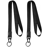 Vicloon Lanyard Neck Strap, 2pcs Badge Lanyards, Neck Leather Lanyard Polyester Neck Strap with Olecranon buckle Detachable Lanyards for ID Badge Holder Keys Phone (Black)
