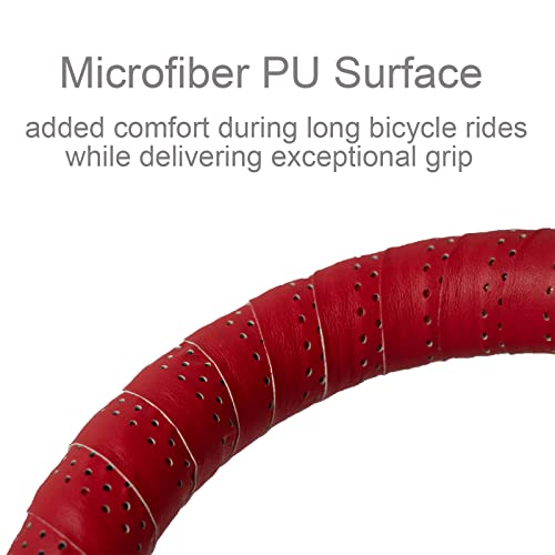Dosarzo Bike Handlebar Tape, Solid Grip Pu Leather Bar Tape For Handles, Quick Drying Red Bike Frame Protection Tape 1.2Mm #TOP1