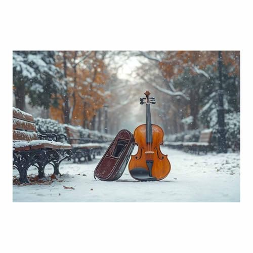 Genérico Pintura Decorativa Violin y nieve Arte Mural Oficina Casa Paredes Impresiones ArtíSticas Para Cama Comedor Pinturas Modernas Impresas.（Bronce-20x30cm1 Sin marco