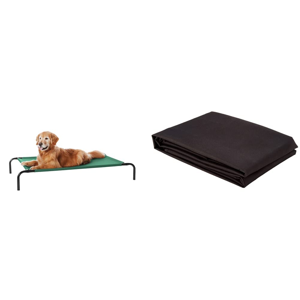 AmazonBasics Elevated Cooling Pet Bed (Large) (38x26 inches) Waterproof Car Back Bench Seat Cover Protector for Pets - 56 x 47, Black