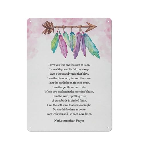 Letrero rústico de metal: «Te doy este pensamiento para que lo guardes». Impresión en acuarela de flechas y plumas. Decoración para el hogar. «Estoy, aún no duermo». Póster de 30x40 cm (12x