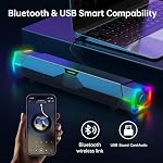 V18 Bluetooth & USB Smart Compability Computer Speakers for PC Desktop Monitor, Gaming PC Sound Bar, Superb Stereo Sound, with LED Lighting - Combine/Separate to Customize Your Desk