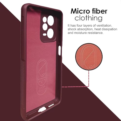 Image of A rtistque Liquid Silicone Stripes Back Cover Case for Mi Redmi Note 12 Pro Plus 5G | with Camera Protection | with Inner Fabric | Anti Slip Grip | AirBag Case - Maroon