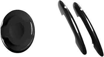3Pcs Gloss Bright Black Door Handle Covers Compatible for Mini Jcw Coopers F56 F57 & 1PCS ABS Fuel Tank CoverBright Black