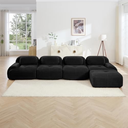 Image of Corduroy Modular Sectional Sofa, Oversized Cloud Couches for Living Room