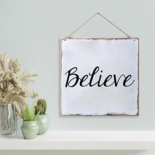Panneau décoratif en bois Believe, objet mural noble 40 cm