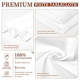 Showgeous White Tablecloths Rectangular Polyester Tablecloth for 6ft Rectangle Tables Washable White Fabric Table Covers for Wedding Banquet Restaurant Buffet Parties Camping(153x260cm) - Image 4