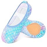 OlyPegic Ballettschuhe für Mädchen, Kleinkind, Tanz, Praxis, Ballett, Hausschuhe, weiches PU-Leder, Flache Schuhe für Kinder, Sohle, Yoga, Gymnastik, Rosa, Einhorn