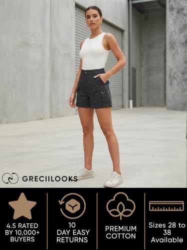 Image of GRECIILOOKS Women's Casual Knee Length Shorts,Casual Relaxed Fit Summer Shorts for Women & Girls | Comfortable Everyday Wear | Available in Plus Sizes