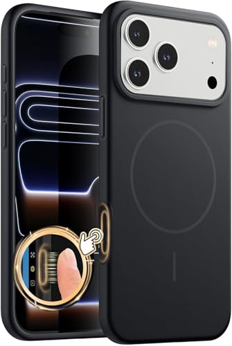 Image of mobistyle Magnetic Silicone Back Cover for iPhone 17 Pro Max 6.9-Inch, Compatible with Mag-Safe, Silky Soft Touch, Shock Absorbing Phone Cover Case with Camera Lens Protection (Black)