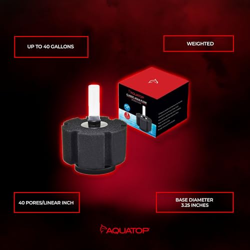 Image of Aquatop Internal Sponge Filter - for Aquariums Up to 40 Gallons - Compatible with Air Pumps or Powerheads - Mechanical & Biological Filtration