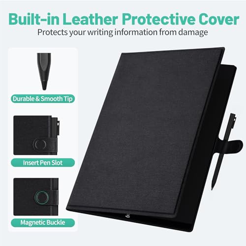 Image of LCD Writing Tablet for Adults: 9.5 Inch with Leather Cover Case Reusable Portable Use for Office Study Teaching