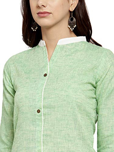 Image of Blue Printed Three Quarter Sleeves Cotton Kurti(XS to 7XL)