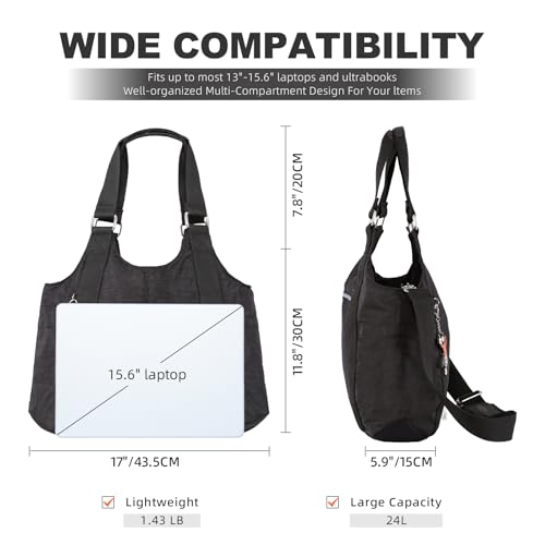 Image of ANEW Tote Bag for Women, Foldable Tote Bag With Zipper Travel Nylon Purse and Handbags Tote Purse Crossbody Bag