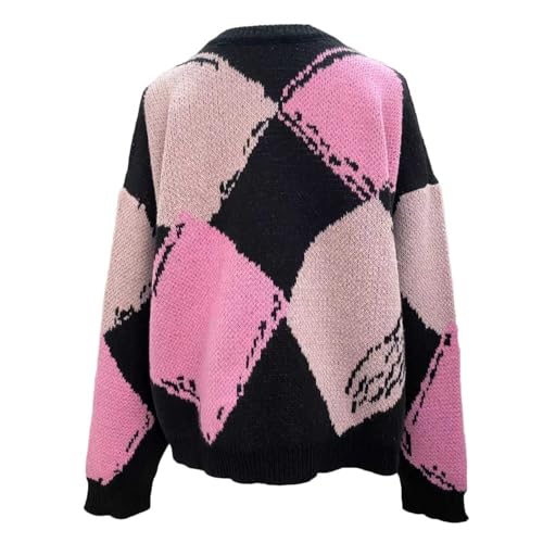 Womens Color Block Sweaters Crewneck Long Sleeve Pullover Knitted Comfy Soft Fashion Teen Girl Outdoor Jumper Tops3
