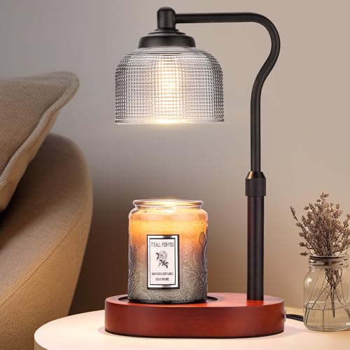 Kadrama Candle Warmer Lamp with Timer, Electric Candle Warmer Adjustable Height, Mothers Day Gift for Mom, Dimmable Modern Candle Lamp with 3 Bulbs for Home Decor House Warming Gifts, Grey Glass