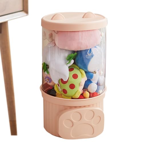 Tubo de peluche apilable, contenedor de juguetes transparente, cilindro de cierre de cremallera transparente, solución de visualización que ahorra espacio para dormitorio, sala de juegos, guardería