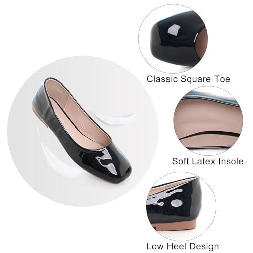 Image of Dear Time Women's Casual Foldable Ballet Flats Square Toe Ballerina Flats Shoes Comfortable