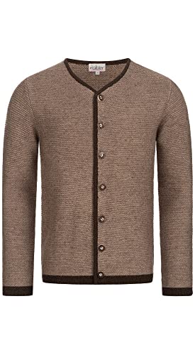 Nübler Trachtenstrickjacke Herren - Strickjacke Herren im Landhausstil gerader Schnitt mit Knöpfen in Hirschhornoptik - Moderne bayrische Tracht Ignaz Braun Größe:M