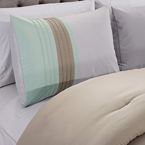 Chezmoi Collection Napa 7-Piece Luxury Leaves Scroll Embroidery Bedding Comforter Set (California King, Green/Beige/Light Gray)