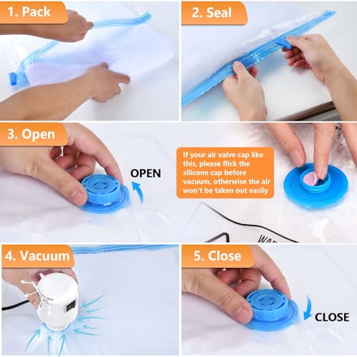 Image of Electric Pump for Vacuum Storage Bags, 55W 5000PA Portable Travel Vacuum Pump for Various Vacuum Seal Bags, Space Saver Vacuum Storage Bag Pump for Compression Clothing, Blanket, Luggage, White