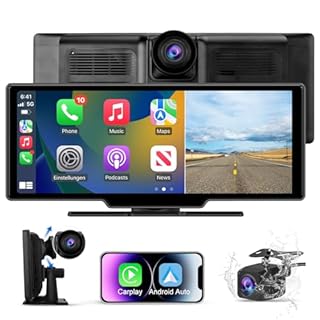 AWESAFE Carplay Voiture & Android Auto,10,26” Écran Carplay avec Dashcam Avant 4K, Caméra Arrière 1080P Inclus, Commande Vocale, BT/GPS/FM/AUX