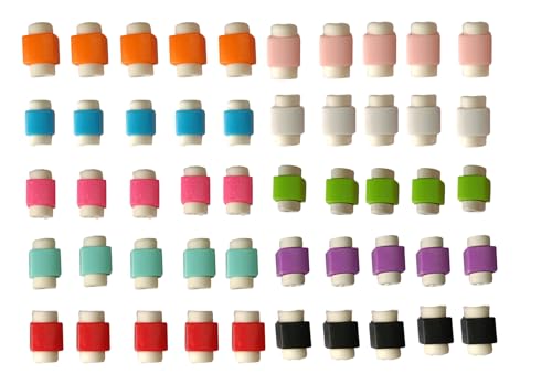 Image of Colorful Cable Protector Compatible with iPhone, iPad & iWatch Chargers | Anti-Break USB Cord Saver | Pack of 50 (Random Color)