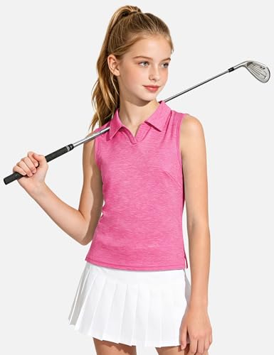 Image of Auranso Girls Polo Shirts Sleeveless Golf Tennis Quick Dry T-Shirts Tops