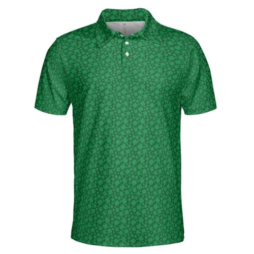 Clover St Patrick'S Day Shirt Green Irish Polo Golf Shirts For Men