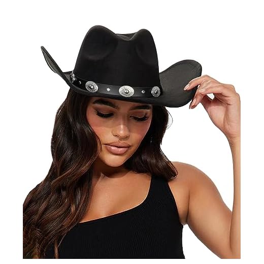 Womens Western Cowboy Hats Studded Pinched Cowgirl Hats Wide Brim Fedoras