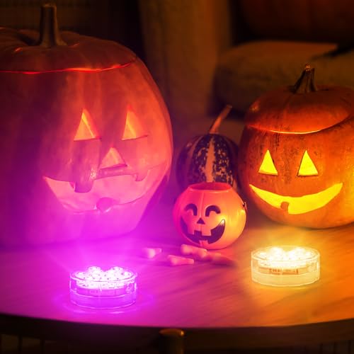 Creatrek Pumpkin Lights, 16 Color Changing Jack O Lantern Lights, Battery Operated JackoLantern Lights for Pumpkins Halloween Party Outdoor Decor 4 Pack - image 8