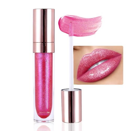 Image of evpct 1Pcs Blush Red Pearlescent Chameleon Shimmer Glitter Lipstick Lip Gloss, Long Lasting Waterproof Glitter Metallic Sparkly Glossy Lip Gloss Tint Liquid Lipsticks Set Lip Stain Makeup for Women