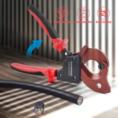 Image of Knoweasy 325AN Upgraded Ratcheting Cable Cutter for Aluminum and Copper Wire, Heavy Duty Manual Ratchet Wire Cutting Tool for Multi-core Cables up to 240mm and 500 MCM, Professional Industrial Grade