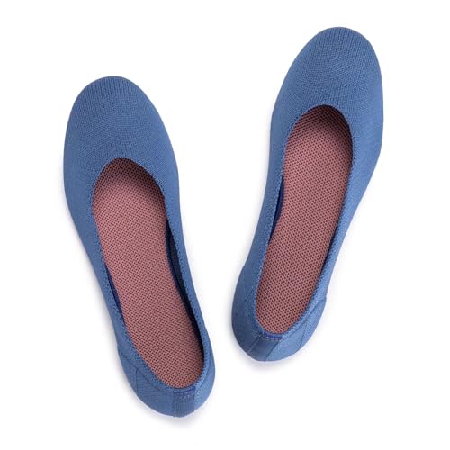 Image of Frank Mully Women's Ballet Flat Shoes Knit Dress Shoes Round Toe Slip On Ballerina Flats for Woman Low Wedge Comfort Soft