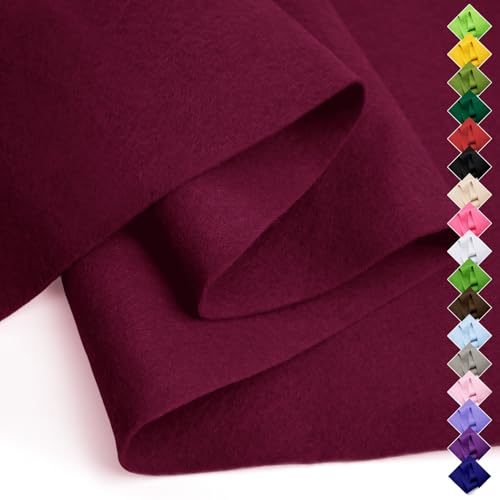 Image of Soft Felt Fabric Sheet 18 inch x 36 inch, 1.6mm Acrylic Craft Felt, Burgundy | Soft Thick Felt by The Yard, Large Precut Sheet, Nonwoven Fabric for Sewing DIY Crafts, Classroom & Home Decor