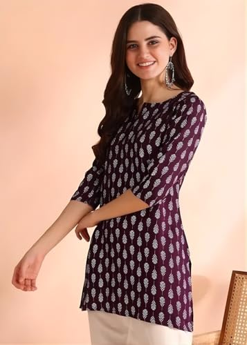 Image of Women's Short Kurti in TopsTunic Rayon Cotton Blend | Ladies Ethnic Tunic