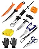 COJOSQC Fish Lip Gripper，Fishing Split Ring Pliers，Fish Hook Remover Tool Kit，Fishing Gear Gift for Men，Saltwater Line Cutting Fishing Tackle，Accessory Set，Fishing Essentials Multitool (9)