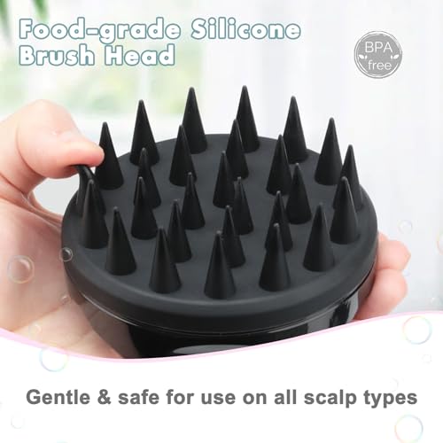 Image of FREATECH Hair Scalp Massager Shampoo Brush with Long & Soft Silicone Bristles for Scalp Care, Gentle Scrub to Exfoliate, Intensive Massage to Relax The Head, Dandruff Removal and Hair Growth, Black