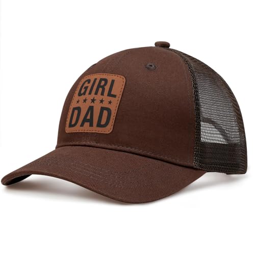 Image of Girl Father Daddy Dad Leather Patch Hat Birthday for Dad Papa from Daughter Son Adjustable Trucker Hat