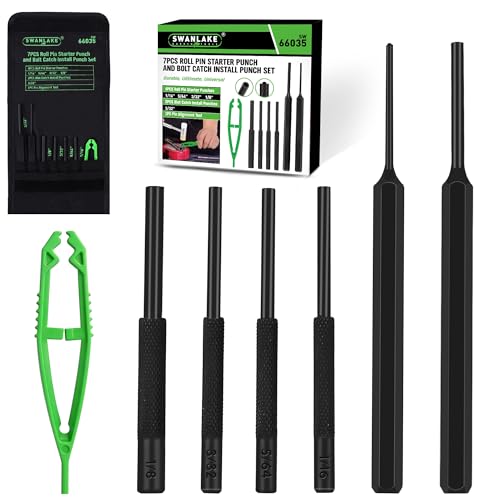 7-Piece Premium Roll Pin Starter Punch and Install Punch Set - 1/16, 5/64, 3/32, 1/8-inch