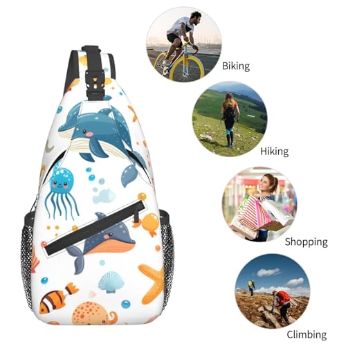Mochila tipo sling Octopus Whale Starfish para mujer y hombre miniatura 5