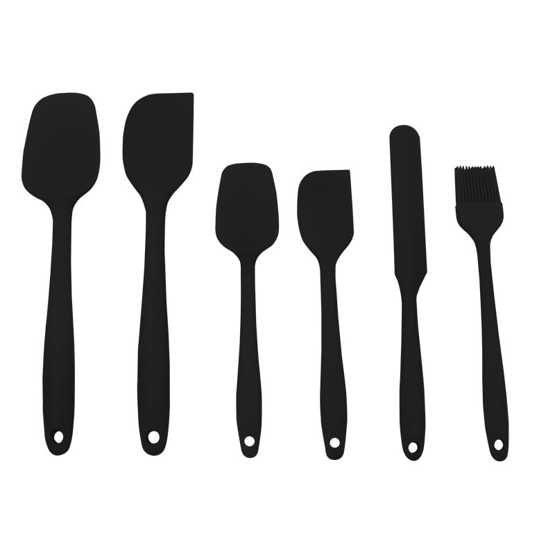 6'lı Silikon Mutfak Seti, Yapışmaz Spatula, Kaşık, Bıçak, Pasta Fırçası, Yumurta Fırçası Yanmaz Yapışmaz Mutfak Pasta Slikon Yumurta Fırçası Kaşık Bıçak Spatula Seti