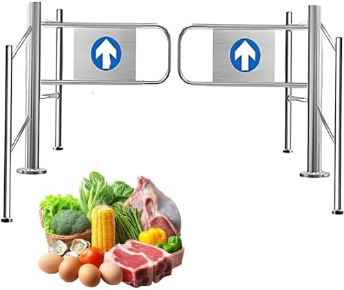 Automatic Closing Safety Gate - One-Way Metal Swing Door for High Traffic Areas, Secure Entrance and Exit Device, Double Door Protection Solution 110x97cm