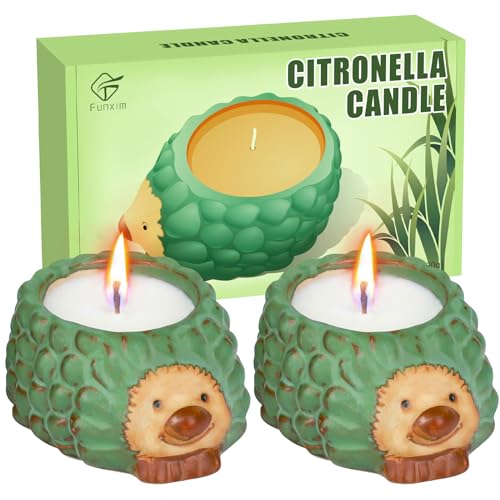 Citronella Kerze Outdoor, 2 Stücke Camping Citronella Kerzen Natürliches Sojawachs, Geschenk für Frauen - Perfekt für Camping, Grillen, Picknicks, Garten