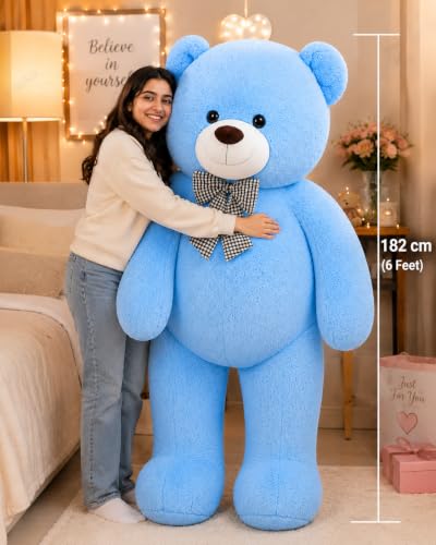 Image of 6 Feet Sky Blue Teddy Beara Plush Toy | Jumbo Soft Stuffed Animal for Kids, Girls & Adults | Cute Huggable Gift for Birthday, Anniversary & Valentine's Day (6 Feet SkyBlue)