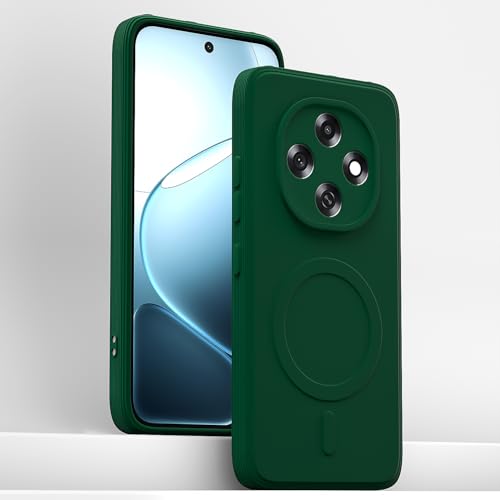 Image of Outlouders Back Cover for Oppo F31 Pro 5G Soft Matte Silicone Cover with Slim Fit | Mag-Safe Logo (Not Mag-Safe Compatible) | Shockproof | Camera Protection Bumper Case (Green)
